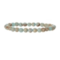 Vue détaillée des perles de turquoise de 6mm avec motifs minéraux naturels et marrons - Pierre Shoushan