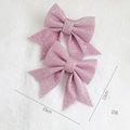 Pink glitter bow ornaments with fishtail cut for Christmas tree decor, set of two - Pink Bowknot