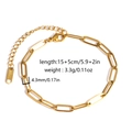 Bracelet chaîne trombone en acier doré de 15 plus 5cm avec une largeur de maille de 4,3 mm - Style Chaîne Trombone 4.3mm