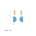 Detailed view of turquoise crescent moon earrings with size markers 3.7cm by 1.3cm - Lake Blue Crescent Earrings (A2-14-Earrings)