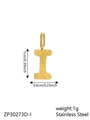 Polished gold stainless steel letter I pendant charm, minimalist 1cm height jewelry accessory - Letter-I / Gold