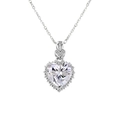 Collana Cuore dell'Oceano in argento S925 con cristallo di zaffiro taglio a cuore - Argento 925 / Bianco