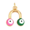 Gold-plated U-shaped charm with pink and green enamel evil eye beads for DIY jewelry - Gold Pink Green Ball M916896-2