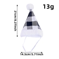 Zwart-wit geruite kerstmuts voor huisdieren met pluchen pompon en afmetingen - Wit & Zwart Geruit