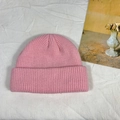 Pink ribbed knit beanie hat for women in soft solid color winter style texture - One Size / Pink