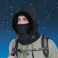 Black windproof thermal balaclava for winter sports with plush lining and adjustable drawcord - Black (Adult)