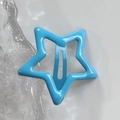 Sky blue star-shaped metal snap hair clip with glossy enamel finish on a clean background - Matte Star / Star Sky Blue