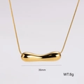 Detailopname van gouden boonhanger met vermelding van 36mm lengte en 8g gewicht - Gebogen Bonenpeul Hanger Stijl (AML01138)