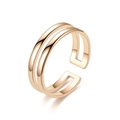 Detail of a gold double-layer open stainless steel ring with a minimalist smooth surface - Adjustable Open / Double Layer Line Style (切割戒-8)
