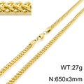 Collana a catena serpente dorata in acciaio inossidabile da 3mm per uomo, 27g e 650mm - 3mm di larghezza / Color Acciaio
