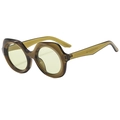 Lunettes de soleil rétro surdimensionnées à monture ronde vert olive - D18 Y-4 / C6 Vert Olive