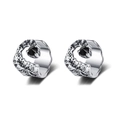 Pendiente de cartílago punk vintage en plata envejecida con circonita negra de corazón - Plata antigua