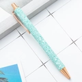 Creative turquoise glitter ballpoint pen with rose gold metal accents and clip - New Glitter Lake Blue