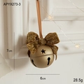 Campana di Natale dorata con fiocco glitter e nastro d'oro per decorazione albero - Campanello Dorato