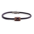 Purple leather bracelet with rose gold beads and magnetic clasp for men and women - Purple Leather + Rose Gold Charm