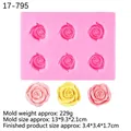 Rosa 6-Loch Rosenblüten Silikonform für Fondant Kuchen Deko und handgemachte Kerzen - 5# Rosenform / Rosa
