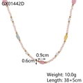 Colorful beaded butterfly necklace with pink and green accents and gold spacers - Multicolor Beaded Style