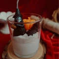 Handmade Halloween blue witch and pumpkin soy candle in a glass jar on velvet - One-eyed Witch Cup - White Peach Oolong Scent