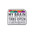 Badge en émail géométrique rigolo avec citation My Brain Has Too Many Tabs Open en métal - Design Onglets de Cerveau (QHXZ1339)