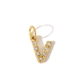 Macro detail of gold PVD stainless steel letter V pendant with inlaid cubic zirconia - Letter V Pendant