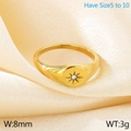 Anello sigillo in acciaio inossidabile placcato oro 18k con stella e zircone incastonato - US 6 / Stile Sigillo Oro Zirconia