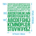 Green alphabet sticker set in 0.5, 1, and 1.5 inch sizes for scrapbook decor - Dark Green