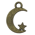 Ciondolo in lega di bronzo antico a forma di luna e stella per gioielli fai-da-te - Mezzaluna con Stella 13x19mm