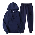 Ensemble de survêtement bleu marine en polaire avec motifs papillon et pissenlit - S (L) / Haut Et Bas / Bleu Marine 3