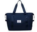 Large capacity navy blue travel bag with brand logo and separate bottom shoe compartment - Dark Blue