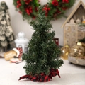 Mini sapin de Noël artificiel avec base en tissu à carreaux rouges pour décoration de table - Sapin de Noël de 30cm avec base à carreaux