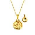 Collier signe du zodiaque Gémeaux en acier plaqué or 18K avec pendentif double face - Gémeaux