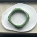 Minimalist square resin bangle for women in deep olive green with smooth polished finish - Avocado Green Rhombus (Inner Diameter 65mm)