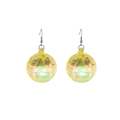 Luminous yellow transparent disco ball earrings with LED light for glowing retro style - Yellow Disco Ball Earrings