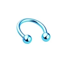 Blue stainless steel horseshoe nose ring with ball ends for body piercing jewelry - Sphere / Sky Blue