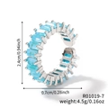 Silver open ring with blue rectangular gemstone and detailed size specifications - Silver-Blue