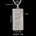 Hypoallergenic silver dollar pendant necklace with detailed bill relief in 70cm chain - Silver (Steel Color)
