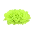 Detailed view of neon yellow chiffon rose hair flower showing fabric texture and layers - Fluorescent Green