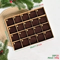 Set di 20 palline di Natale floccate marrone cioccolato in scatola di kraft - Set da 20 Pezzi / caffè