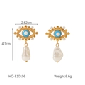 Detailansicht der Evil Eye Ohrringe aus 18 Karat Gold mit Perlen und Emaille - Evil Eye Gold Barockperle Stil (HC-E10156)