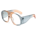 Übergroße quadratische Brille in durchscheinendem Grau-Orange-Farbverlauf - Tee Grau Blau Verlauf