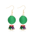 Boucles d'oreilles de Noël avec boules de laine vertes et pendentifs cloches colorés - Boucles d'Oreilles Cloche Multicolore Boule Enveloppée de Fil