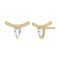 Elegant s925 silver gold-plated drop zircon earrings with sparkling eyelash design - White