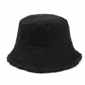 Detalle de gorro de pescador de pana negra con borde de felpa suave para el invierno - M (56-58cm) / Negro
