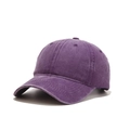 Classic dark purple washed cotton baseball cap with vintage worn finish and six-panel crown - Adjustable / Washed Purple