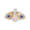 Luminous S925 sterling silver butterfly bead with colorful enamel wings and clear zircon - Gold Brown Butterfly Insect Style (SCC2733)