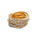Elegant multi-layered golden stretch bracelet with 2.0mm sparkling rhinestones - Gold Multi-row Stacking White Rhinestone