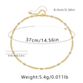 Detail view of 18K gold plated beaded chain with crystals and dimension labels - KN0176/Double Layer Bead Stone Chain