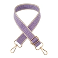 Close-up of 3.8cm purple maze pattern bag strap with golden metal lobster clasps - Purple