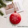 Decorazione natalizia rossa con fiocchi di neve bianchi e corda di canapa, 8,5 cm - Fiocco di neve