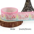 Rainbow grosgrain ribbon with white dots and cartoon cake patterns, 1-inch width - Rainbow Polka Dot House Pattern (10)